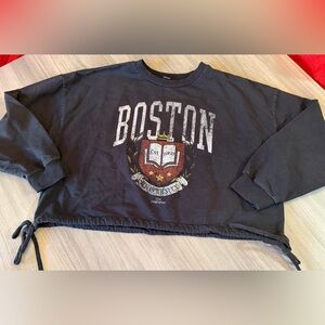 Forever 21 Black Crop Boston Sweatshirt